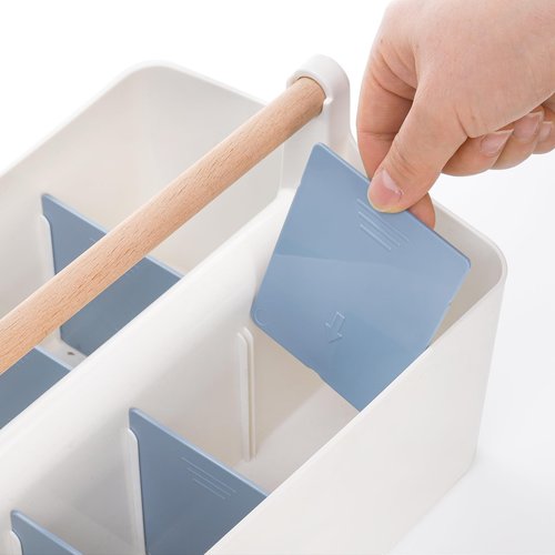 Frcctre 2 Pack Plastic Portable Organizer Caddy Tote with Handle, Stackable 8 Slots Storage Organizer Bin with Adjustable Dividers for Home Bathroom Classroom Art Crafts Storage Supplies