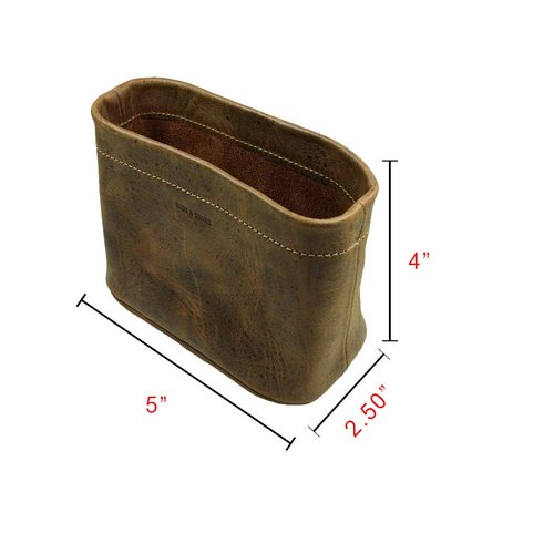 Hide & Drink, Desk Organizer Bag, Pen Holder, Circular Pen Holder for Desk, Office Supplies, Accessories, Full Grain Leather, Handmade, Bourbon Brown