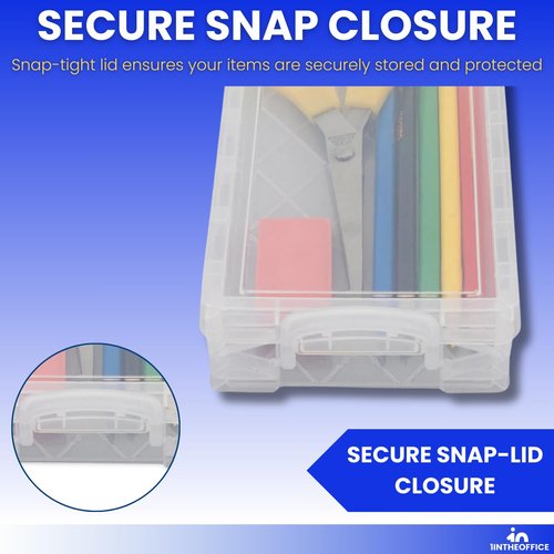 1InTheOffice Pencil Box, Stackable Translucent Clear 8.25 x 1.5 x 4 Inches, (4 Pack)