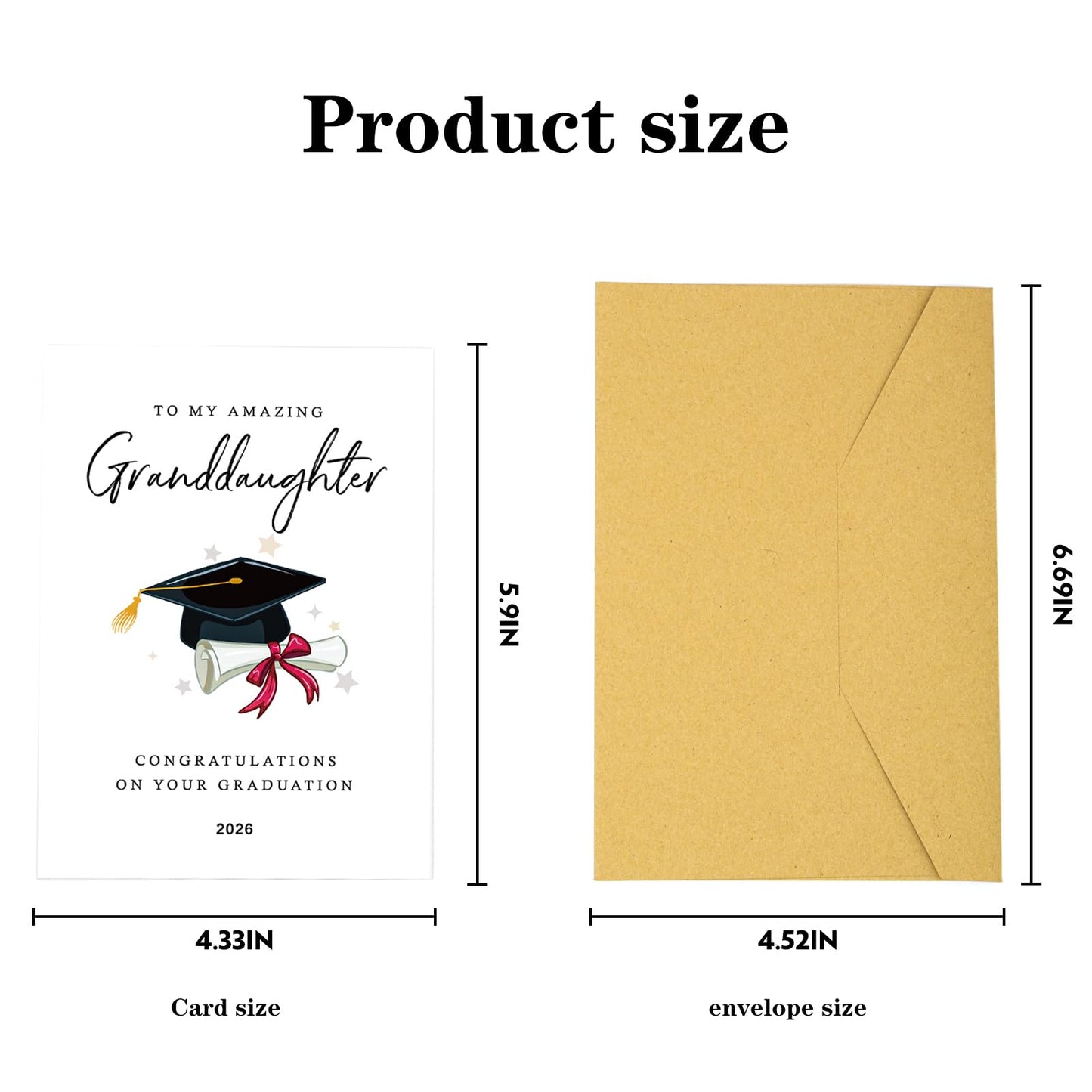 tiangqiwoole Graduation Card for Granddaughter 2026 Proud Grandparents Congrats Greeting Inspirational Gift for High School or College Achievement (Granddaughter)
