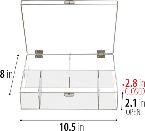 OAKMONT DISPLAYS Clear Storage Container Drawer Organzier Dividers - Clear Dresser Organizers w/Hinged Lid, Stackable Storage Box for Cards, Tea Bags, Office Supplies, Cosmetics, Jewelry