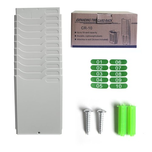 JIAN BOLAND Time Cards Rack, Retractable Time Card Holder With 10-Pocket Slots, Constructed of Durable Plastic, Attendance Payroll Recorder for Office Punch in Clock Out