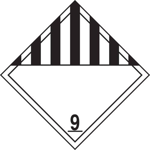 Accuform MPL901CT25 PF-Cardstock Hazard Class 9 Miscellaneous Dangerous Goods DOT Placard, Legend "9", 10-3/4" Width x 10-3/4" Length, Black on White (Pack of 25)