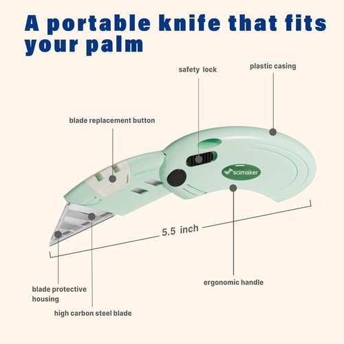 Box Opener - Mini Utility Knife with 10 Extra Blades & Button Lock Mechanism | 4 Assorted Colors