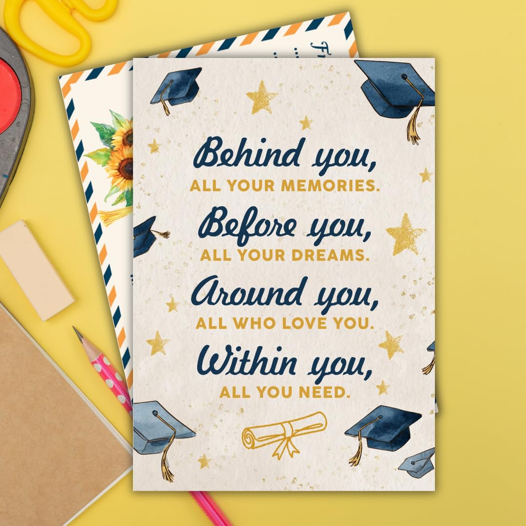 BlinkWishes Graduation Card 2026, Congrats Grad Card with Envelope and Seal, Happy Graduation Cards for Her or Him, Inspirational Grad Greeting Cards