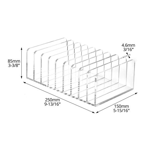 QWORK 9 Compartments Clear Desk Mail Organizer, Acrylic Office Document Sorter, Transparent Stepped Design, Non-Slip Base for Office, Home, School Desktop Organization