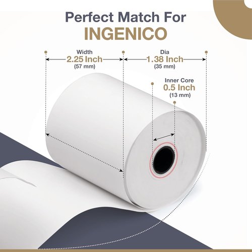 Ingenico Thermal Paper Rolls - BPA-Free Receipt Paper for Credit Card Machines - 10 Rolls