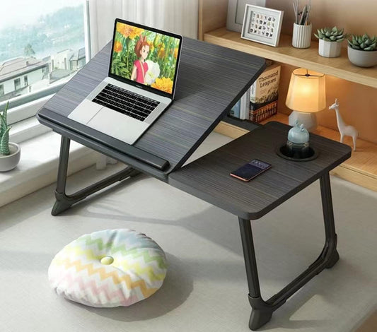 Skiennix Portable Laptop Desk - Adjustable Foldable Bed Table with Cup Holder | Black
