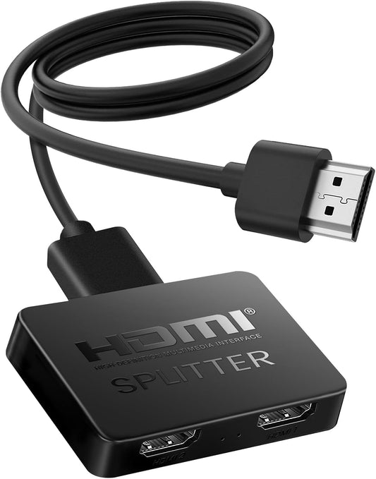 **HDMI Splitter - 4K Dual Output for Mirroring - Connects 2 Screens (Requires 5V 1A Power)**