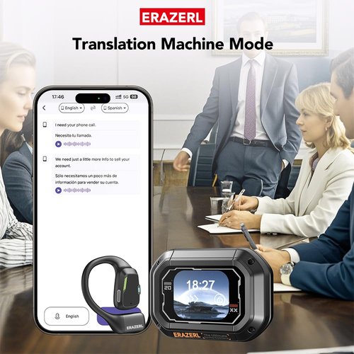ERAZER XP6 AI Translation Earbuds Real Time, 134 Language Translator Earbuds for iPhone and Android 3-in-1 Bluetooth 5.4 Translation Headphones Translating Device for Travel Business Learning