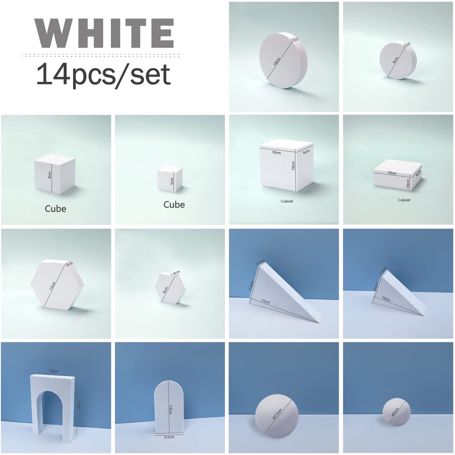 14PCS Product Photography Props: Small Product Photoshoot Props- Hard Foam Photo Props for Jewelry Cosmetics Mini Items Picture