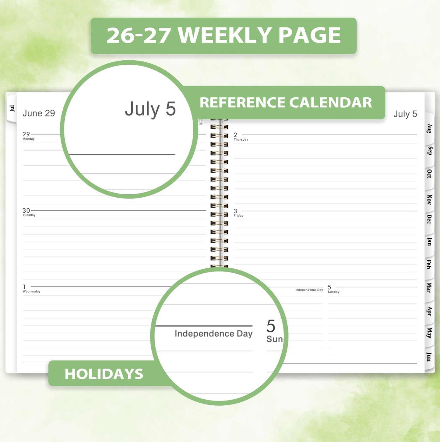 Planner 2026-2027 - 2026-2027 Planner Weekly and Monthly with Tabs, 9’’ × 11’’, July 2026 - June 2027, Hardcover, 12 Monthly Tabs, Premium Paper, Twin-wire Binding, Inner Pocket