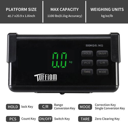 TUFFIOM 1100Lbs x 0.2Lbs Postal Digital Livestock Scale, Electronic Stainless Steel Platform Heavy Duty Vet Animal Scale,Dog Pig Goat Sheep Scale, Silvery