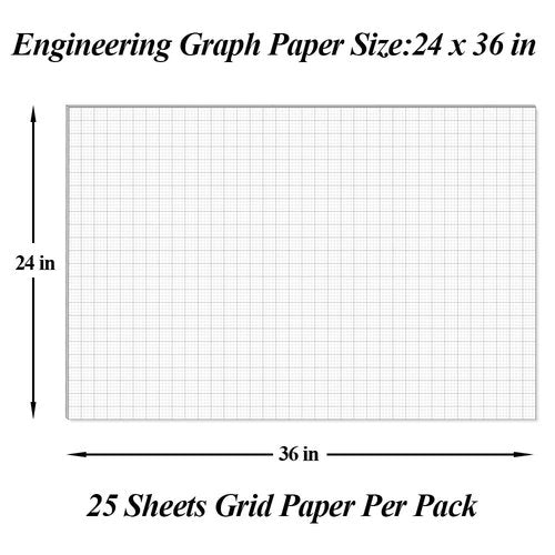 Graph Paper Pad - 24" x 36" Large Graph Paper, 25 Sheets/50 Pages, 4"x4" Ruled Grid Paper for Engineer Architect Designer Mathematician Draftsmen Sketch House Commercial Building Plan Drafting