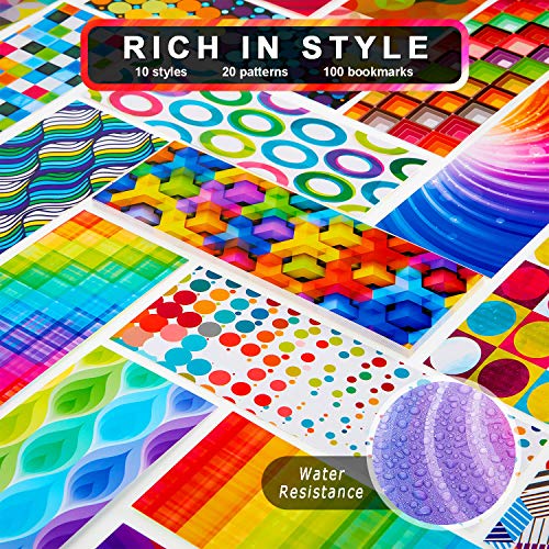 Outus 100 Pack Laminated Optical Reading Bookmarks - Creative & Durable Bookmarks with 20 Patterns