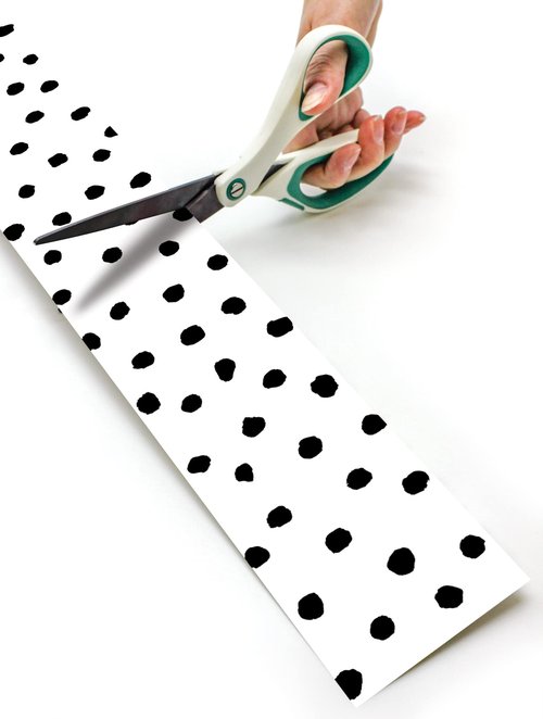 Black Painted Dots on White Better Than Paper® Bulletin Board Roll and Teacher Created Resources Black Painted Dots on White Straight Rolled Border Trim (TCR8910)