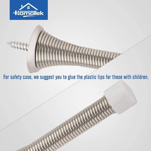 HOMOTEK Spring Door Stopper - 40 Pack Heavy Duty Rubber Bumper | Satin Nickel, 3-1/8" Size