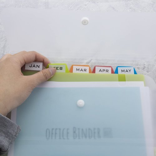 BAZIC Products Expanding File Folder 5 Pockets w/Tab, Letter Size Plastic File Pocket Folders, Office Supplies Paper Documents Organizer, 12-Pack