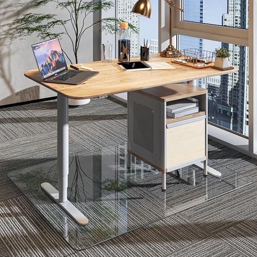 Tempered Glass 40" x 30" Round Corner Glass Chair Mat with Polished Edge, Heavy Duty Hard Clear Office Chair Mat, Transparent, Glides Smoothly, Easy Clean, Suitable for Carpet Hardwood Floors