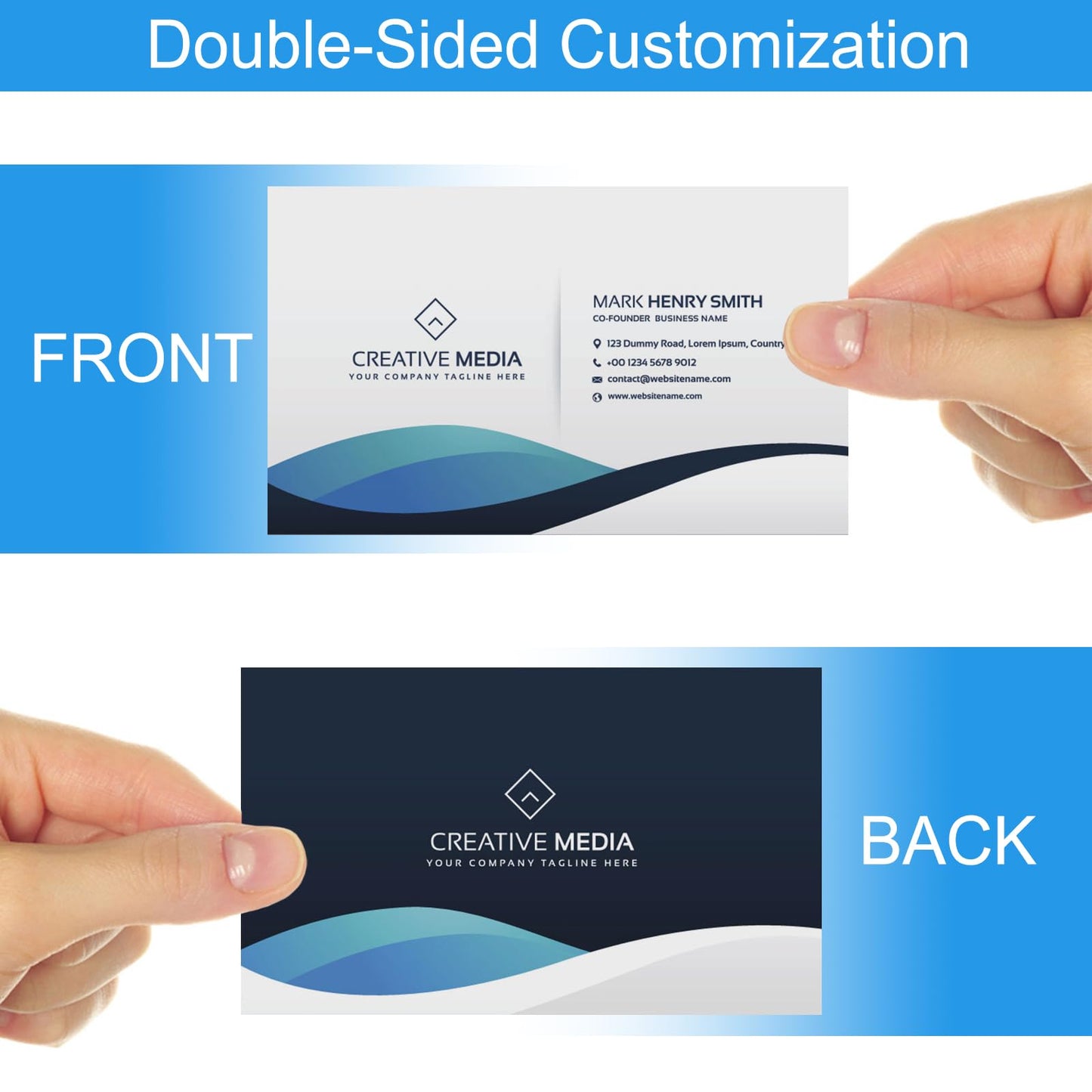 Custom Business Cards Customized with Logo 1000 500 200 100 Personalized Business Cards Customizable with Photo for Small Business Printable Waterproof Double-Sided 3.5" x 2"-Custom 100PCS