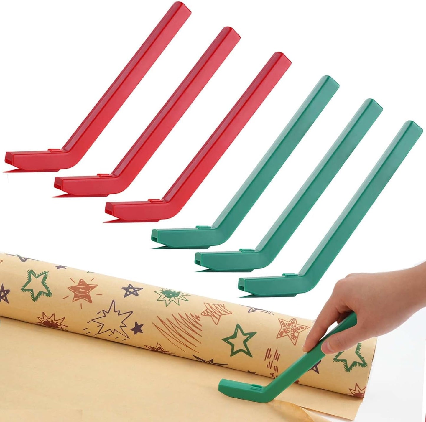 LIZAAL 6-Pack Wrapping Paper Cutter Set | Safe and Easy Gift Wrap Cutter for Christmas and Birthday | Wrapping Paper Cutter Slider for Home, Office or Classroom (6-Colors)