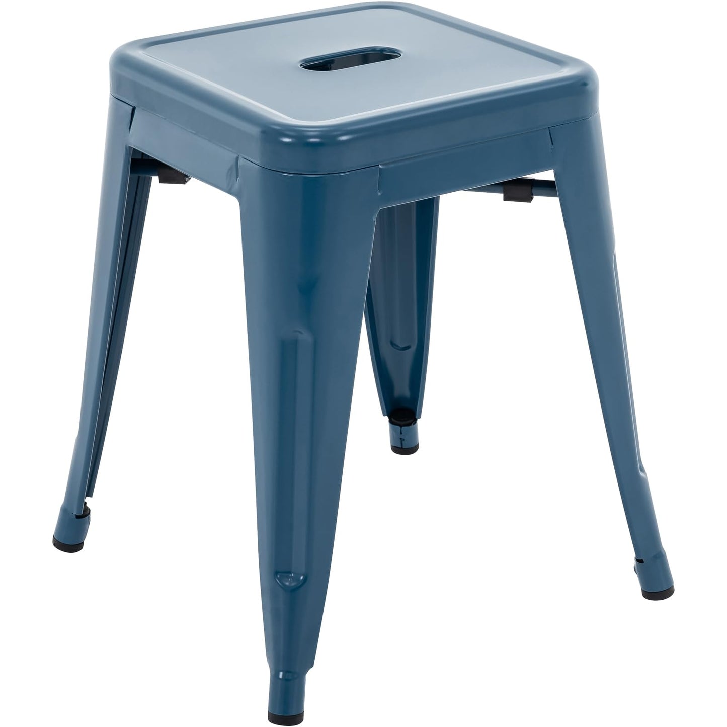 Brage Living 18 Inch Industrial Metal Stools Set of 4, Stackable Classroom Stools, Backless Metal Dining Chairs for Indoor Outdoor, Kitchen Short (Deep Blue)