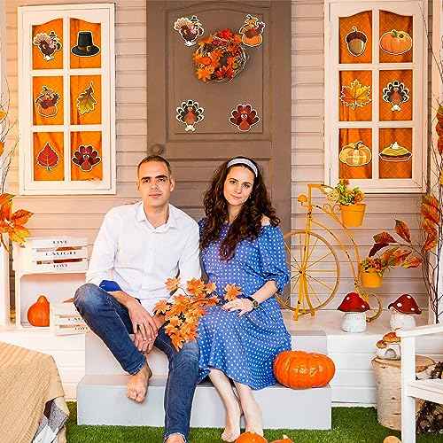 Lucleag 60PCS Thanksgiving Cutouts for Bulletin Board Decoration, Thanksgiving Turkey Leaves Pumpkins Acorn Cutouts for Thanksgiving Fall School Office Classroom Bulletin Board Decorations