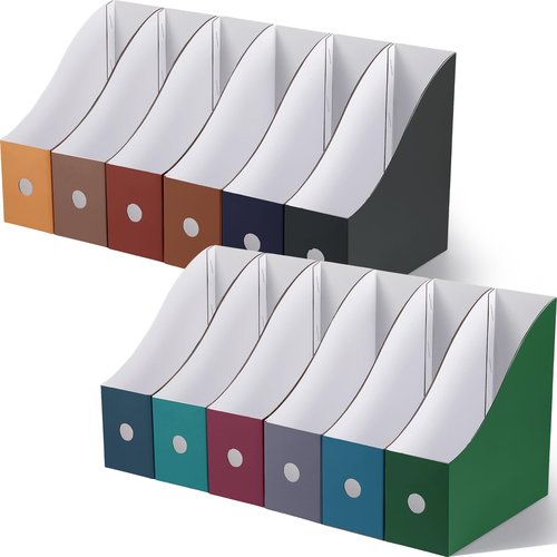 Colarr 12 Pack Cardboard Magazine Holders 12 Colors Magazine Storage Box with Label Stickers File Organizer Folder Book Holder for Desk Desktop Document Organizer for Office School (Classic Color)