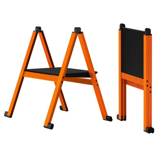 Ainai Folding Step Stool,Aluminum Ultra Thin Stool,400 Lbs Capacity Heavy Duty with Anti-Slip Sturdy and Wide Pedal,Closet Step Ladder for Home,Kitchen,Office and Dorm Bed (Orange)