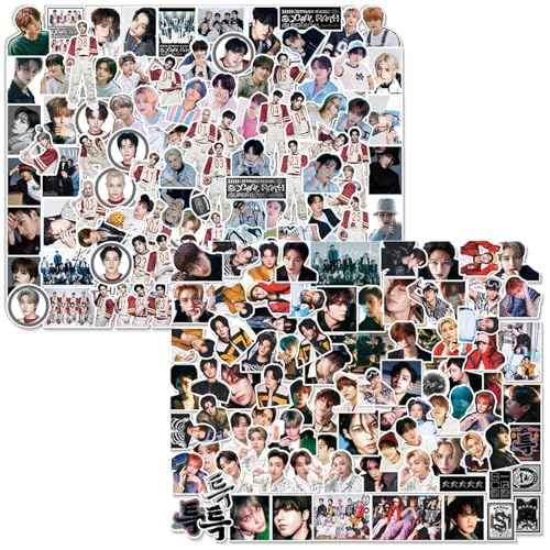 5 Star Album Merch Gift Box Set including 110 PCS Photocards, 16pcs Transparent Cards, 180pcs Laptop Stickers, Keychain, Lanyards and Tape Rolls, Gift for SKZ Fans