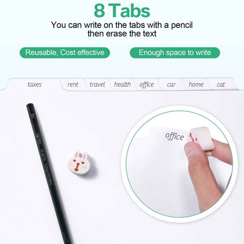 Geyoga 400 Pieces 50 Sets 3 Ring Binder Dividers with Tabs 11. 5 x 9 Inch 8 Tab Dividers for 3 Ring Binders Letter Size Page