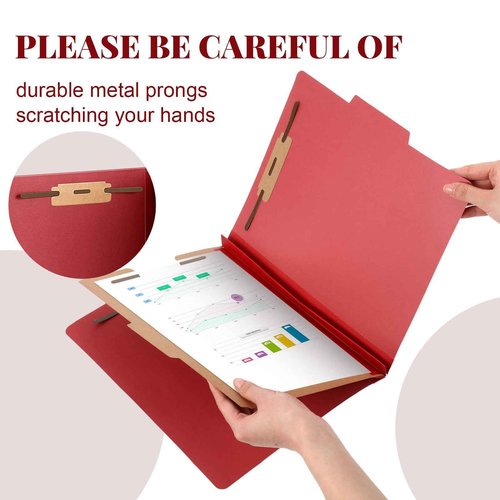 Skyygemm 24 Pcs Classification Folders Letter Size, 1 Divider Pressboard File Folder with Fasteners, Expanding File Organizer Bulk for Teachers, Clergy, Office, Church, Christmas Donations (Red)