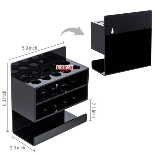 MyGift Magnetic or Wall Mount Office White Board Accessories Organizer Rack, Premium Black Acrylic Dry Erase Marker Holder with 10 Slots and Bottom Eraser Tray