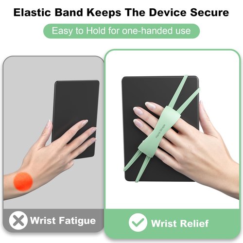 2 Pack Comfortable Hand Strap for Kindle and Tablets, Kindle Accessories for Reading in Bed, Secure and Lightweight Grip Holder for 4.7-8" Tablet/Paperwhite/Kobo/Oasis/E-Book/Phone (Matcha)