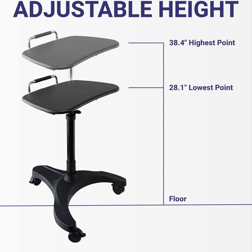Aidata LPD008P Popdesk Deluxe Mobile Workstation Notebook Cart Eco Version. Does not Include Cup Holder or Mouse Pad. Black