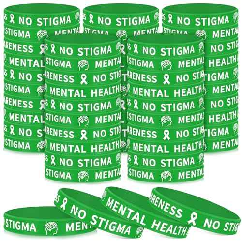 Leyndo Mental Health Awareness Silicone Bracelet Green Rubber Silicone Wristbands Bulk Unisex Motivational Mental Health Bracelet Gift for Women Men Teen Public Charity Events Supplies