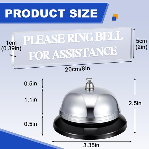 Colingmill Desk Bell for Service and Please Ring Sign 2" x 8" Acrylic No Receptionist Sign Call Ring Bell for Office Hotel Restaurant Counter Reception Area