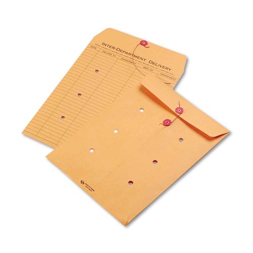 Quality Park 1-Side Print Inter-Department Envelopes, String-Tie, Brown Kraft, 9 x 12, 100 per Carton, (63462)