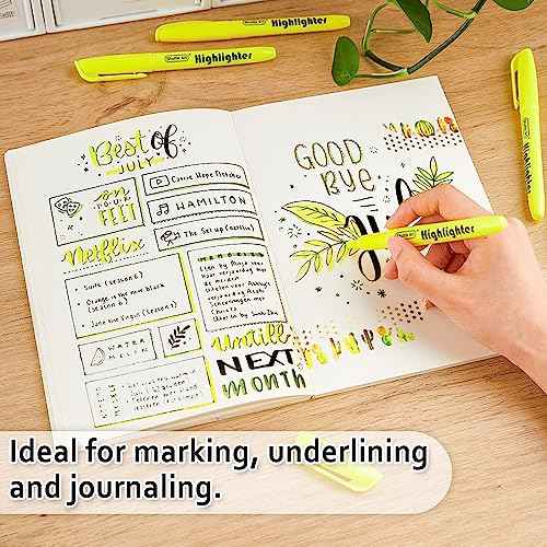 Shuttle Art 144 Pack Highlighters, Yellow Highlighter Pen Bulk with Versatile Chisel Tip Dry-Quickly Non-Toxic Highlighter Markers for Adults Kids Highlighting in Home School Office