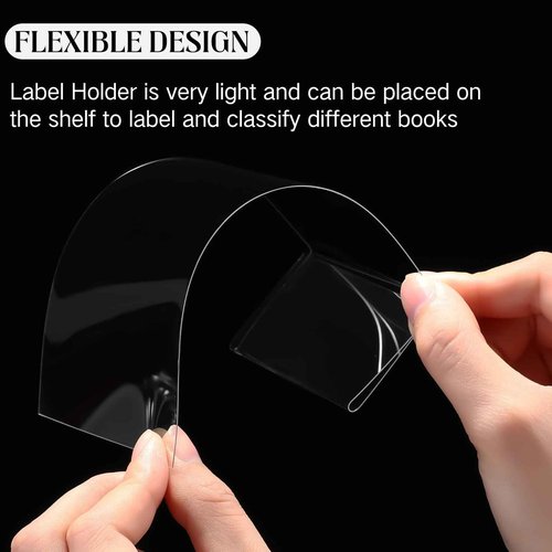 Containlol 100 Pieces Moveable Shelf Label Holders Clear Shelf Moveable Bookshelf Label Divider Library Shelf Markers for Library Office Classroom Book Shelves (6.5 x 3 x 1.57 Inch)