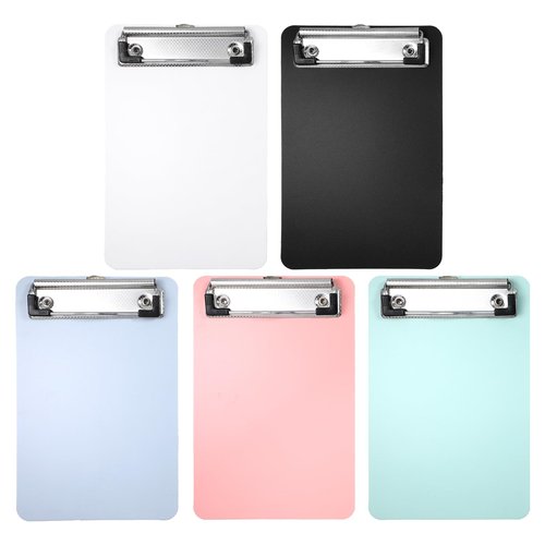 5Pcs Mini Clipboards 4.7x7.3 Inch Plastic Colorful ClipBoards with Low Profile Clip A6 Memo Size Portable Pocket Clip Boards for Offices Restaurants Warehouse Outdoor Work