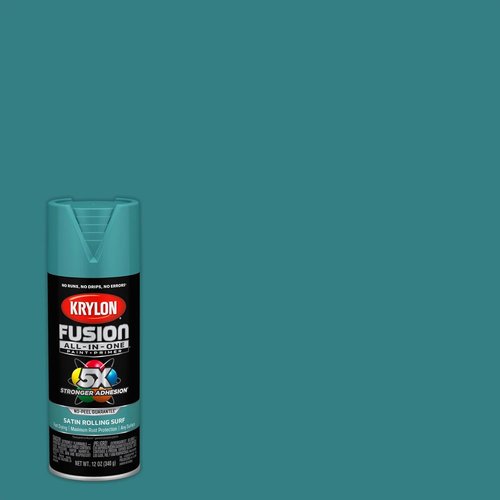 Krylon Fusion All-In-One Spray Paint - Indoor/Outdoor Use, 12 oz, Rolling Surf Color