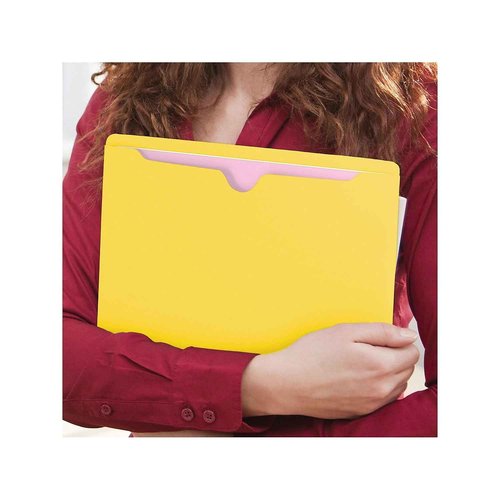 Smead File Jacket, Reinforced Straight-Cut Tab, Flat-No Expansion, Letter Size, Yellow, 100 per Box (75511)