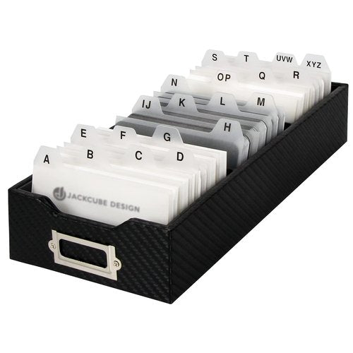 J JACKCUBE DESIGN JackCubeDesign Carbon Fiber Business Card Organizer Coupon Holder Name Card Organizer Name Card Holder With Removable Divider For Desk(4.29 x 1.76 x 9.75 inches)- :MK171