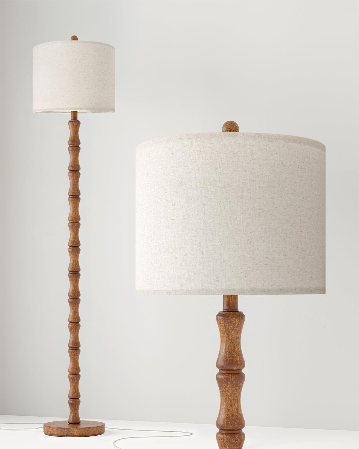 BOBOMOMO Rustic 62" Floor Lamp - Retro Farmhouse Design with Rotary Switch for Living Room & Bedroom