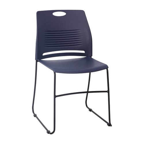 Flash Furniture HERCULES Series Commercial Stack Chair - 660 lb. Capacity - Durable Navy Perforated Plastic Back - Black Powder Coated Steel Sled Base