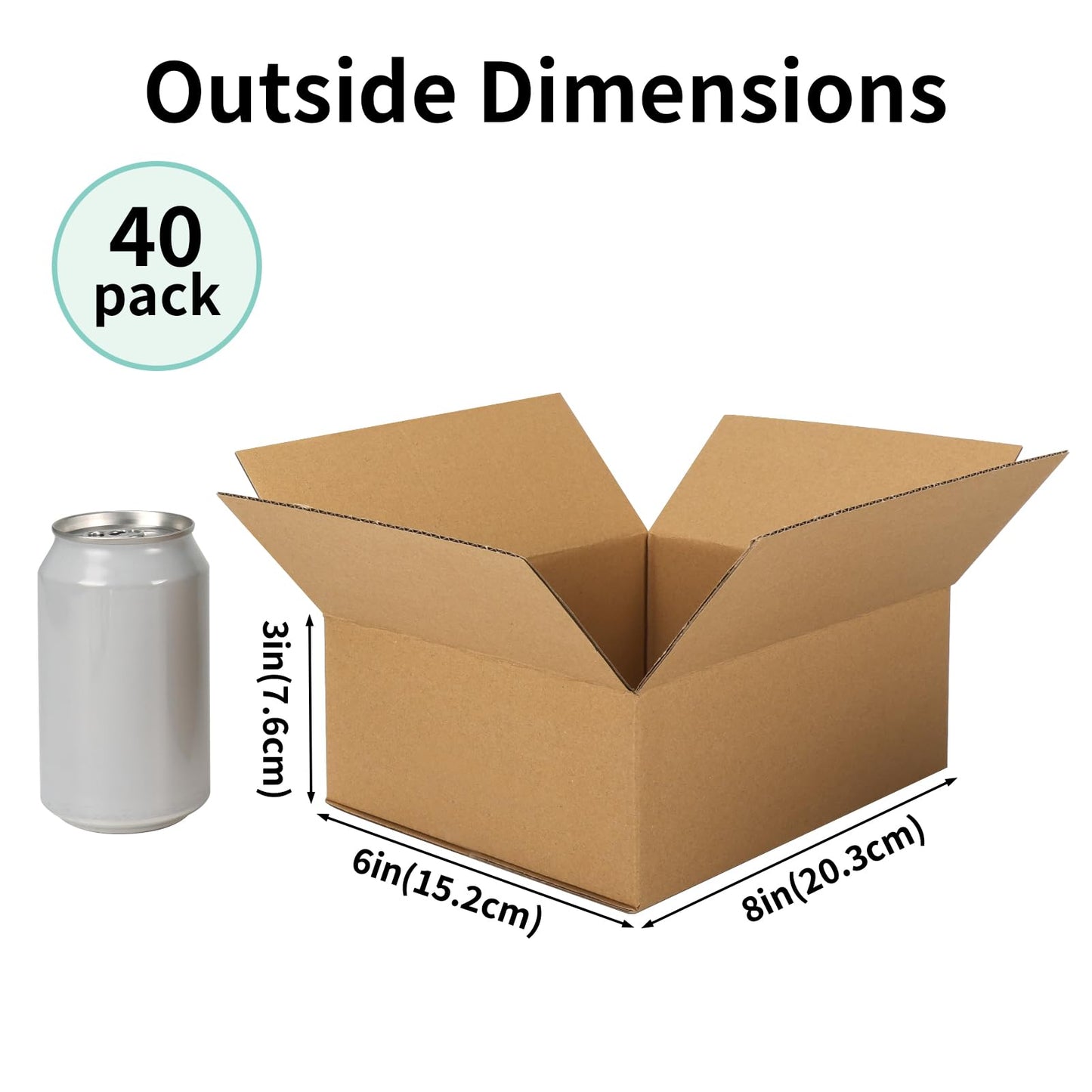 CRUGLA 40 Packs 8x6x3 Shipping Boxes for Small Business, Corrugated Cardboard Boxes Bulk for Shipping Packing Mailing
