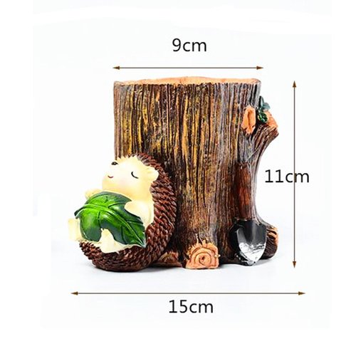 Yunpo Desk Pen Holder Cute Cartoon Little Hedgehog Resin Pen Holder Vase Pencil Pot Desktop Storage Case Office Desk Organizer