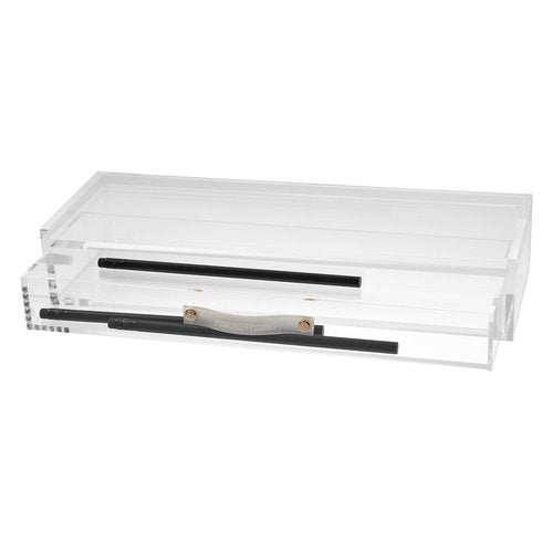 russell+hazel Acrylic Drawer Organizer, Office Supplies, Clear, with Handle, 4.5” x 12” x 2.25” (93924)