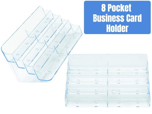 1InTheOffice Business Card Stand, Business Card Holders Display, 8 Pocket Multiple Business Card Display, 400 Card Capacity